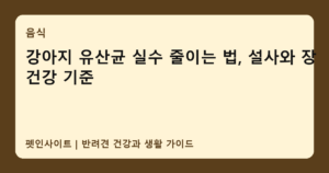 강아지 유산균 실수 줄이는 법, 설사와 장 건강 기준 썸네일